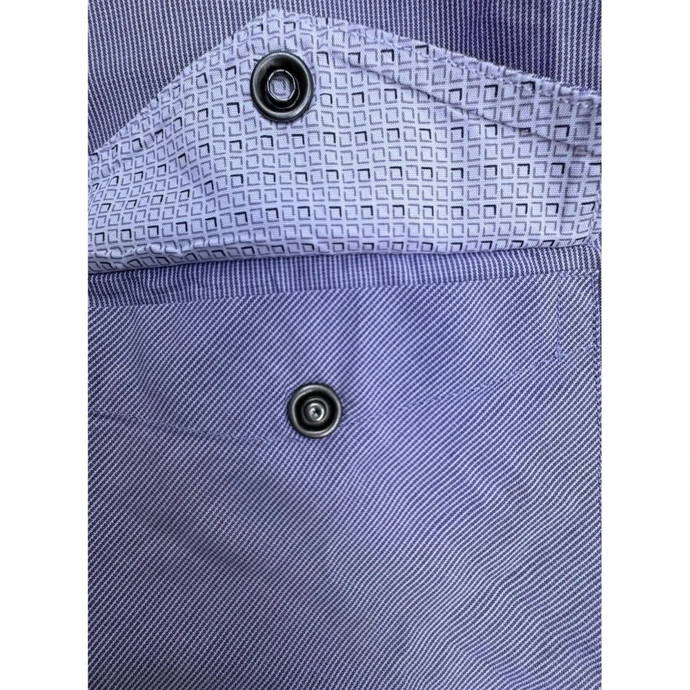 Banana Republic Mens XL Pearl Snap Shirt Purple Striped Short Sleeve Western
